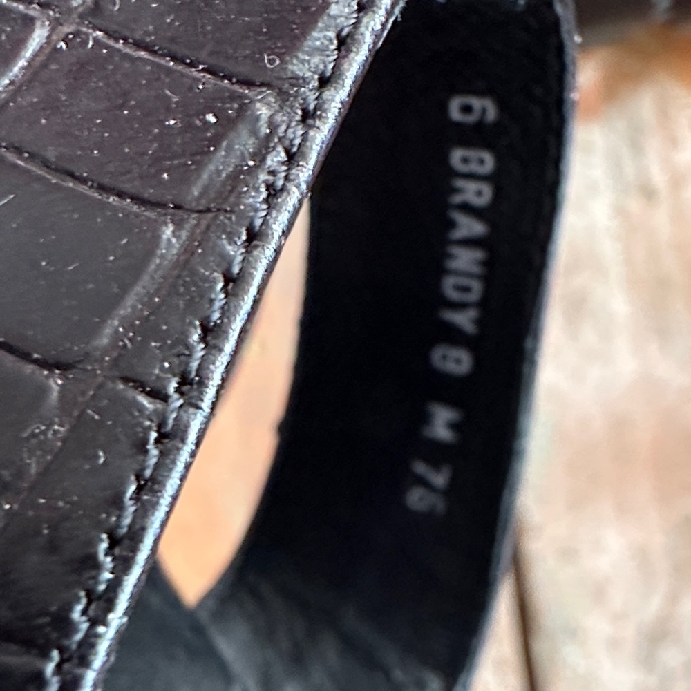 Brighton Women's Black Croc-Embossed Slide Sandals - Picture 4 of 5